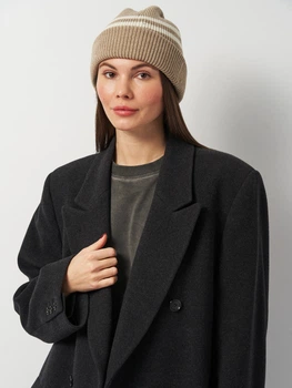 Шапка женская GANT Striped Wool Beanie 4910053-277 One Size Бежевая (7325707756092)
