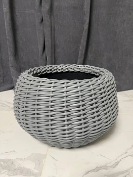 Корзина плетеная из ротанга для цветов серая (00206)