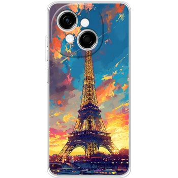 Силиконовый Чехол с Картинкой для Tecno Spark Go 1 Принт (Париж, Эйфелева Башня) (64174-ysm038)