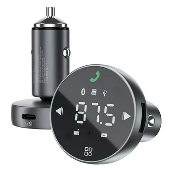 АЗП у прикурювач для автомобіля Proove FM Launcher Sound Sync 30W PD+QC3.0 Type-C+USB сірий