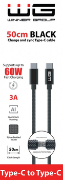 Kabel Winner Group USB Type-C - USB Type-C 50 cm Black (8591194116209)