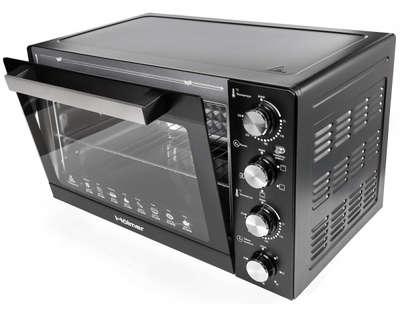 Електродуховка Holmer heo-248cl, Black, 1700w, 48л, конвекція, 4 режими, роздільне регулювання температури, таймер, 70-250°с, деко з антипргарним покриттям, грати гриль, ручка, фіксація відкритого положення дверцята