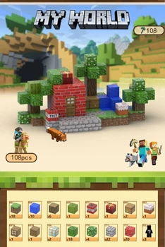 Конструктор для детей Minecraft на магнитах, 108 деталей X108