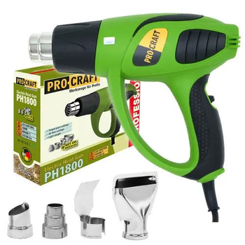 Фен строительный Procraft PH1800 + 4 насадки