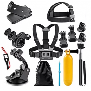 Набор креплений и аксессуаров для экшн камер GoPro, Xiaomi, Eken, Sjcam и другие 12 предметов (D-2019090621)