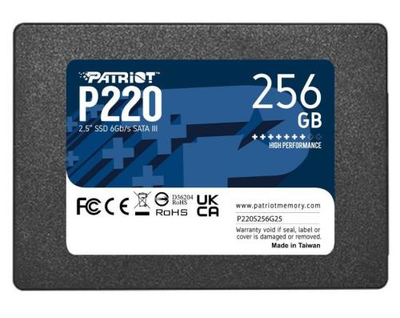 Твердотільний накопичувач SSD 256Gb, Patriot P220, SATA3, 2.5", 3D TLC, 550/490 МБ/с (P220S256G25)