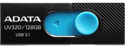 Флеш накопитель USB 128Gb ADATA UV320, Black/Blue, USB 3.2 Gen 1, до 100 МБ/с (AUV320-128G-RBKBL)