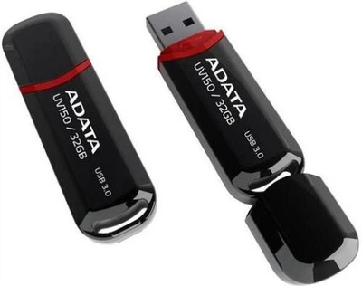 Флеш накопичувач USB 32Gb ADATA UV150, Black, USB 3.2 Gen 1, до 100 МБ/с (AUV150-32G-RBK)