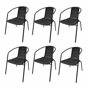 Комплект 6шт. садовых стульев с искусственного ротанга Garden Chair Prato SC-039P Чёрный