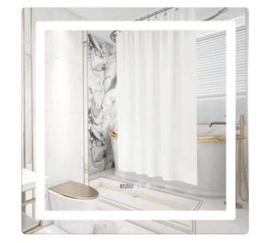 Зеркало Qtap Mideya 800x800 с LED-подсветкой Touch, с антизапотеванием, с часами, диммером, регулировка яркости QT2078NCF8080W