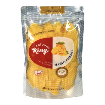 Сушеное манго Nafoods king тропическое наслаждение 100% pure dried mangoes, 500 г