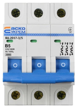 Автоматичний вимикач УКРЕМ ВА-2017/B 3р 5А АСКО (A0010170062)