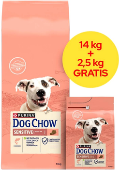 Karma sucha dla psów Purina Dog Chow Sensitive z łososiem 14 kg + 2.5 kg (8445291655249)