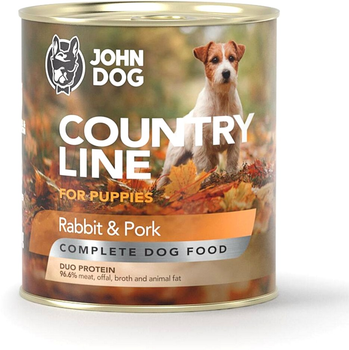 Вологий корм для цуценят John Dog Puppy Country Line кролик з свининою 800 г (5903769004287)