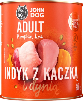 Karma mokra dla psów John Dog Pumpkin Line indyk z kaczką i dynią 800 g (5903769000739)