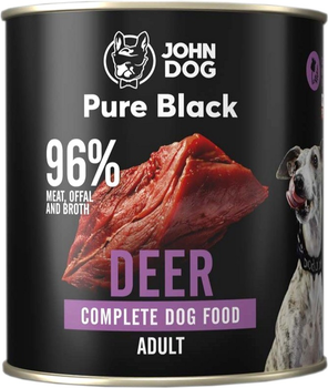 Karma mokra dla psów John Dog Pure Black z jeleniem 800 g (5903769003914)