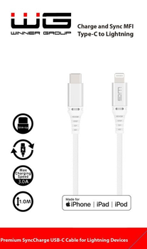 Kabel Winner Group USB Type-C - Lighting 1 m White (8591194093807)