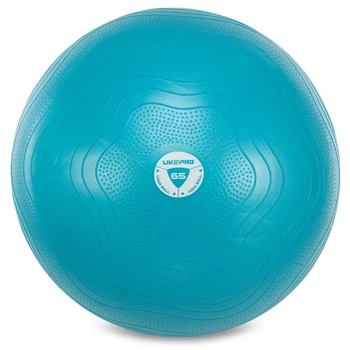 Фитбол мяч для фитнеса сатин ø65см LiveUp LP8201-65 Anti-Burst (PVC, 1050г, насос, синий, ABS технология)
