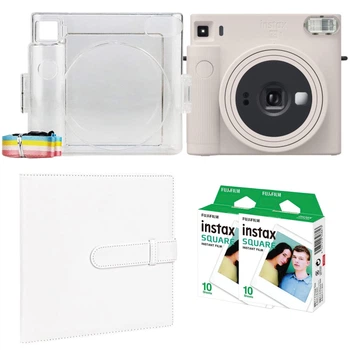 Подарунковий набір камера миттєвого друку Fujifilm Instax Square SQ1 Chalk White / Чохол прозорий / Фотоальбом (288 фото) / Фотопапір (20 знімків)