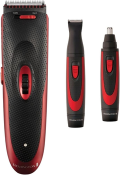 Машинка для стриження Remington The Works, 2хАА в комплекті, насадок-2, для носа та вух, сталь, чорно-червоний (HC905)