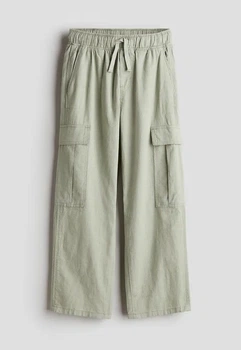 Джоггеры-карго из льняной ткани светло-зеленые H&M 158см (400099043)