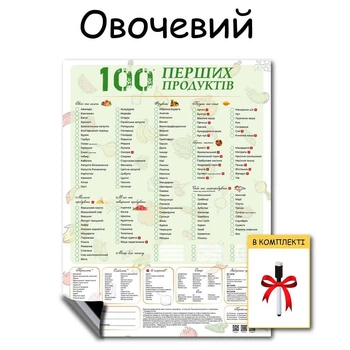 Планер магнітний для першого прикорму 100 перших продуктів Овочевий маркер на магніті в подарунок