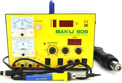 Паяльная станция Baku BK-909 цифровая индикация, паяльник + фен, с встроен. БП 0-15В 1А (320x298x238 мм), 4.8 кг (YT11259)