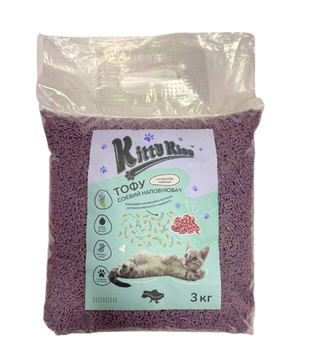 Наповнювач для котячого туалету Kitty Kiss Tofu соєвий тофу з ароматом лаванди 3 кг KK8241