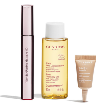 Zestaw kosmetyków Clarins Essentials 4D Look Olejek oczyszczający 50 ml + Krem pod oczy 3 ml + Tusz do rzęs 8 ml (3666057240614)