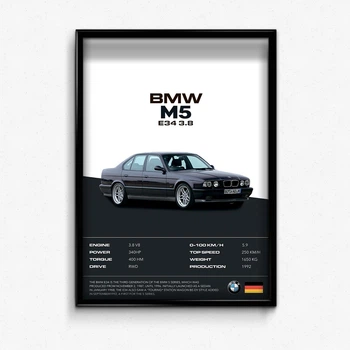 Постер в рамке line bmw m5 e34 А4