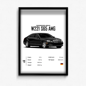 Постер в рамці mercedes benz w221 s65 amg А4