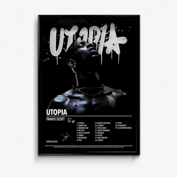 Постер в рамке с альбомом Travis Scott Utopia Black А4