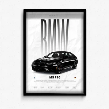 Постер в рамке premium bmw m5 f90 А3