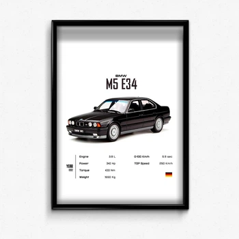 Постер в рамке m5 e34 black А4