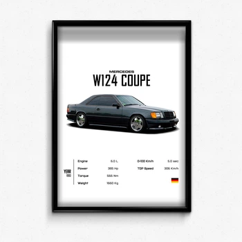 Постер в рамке mercedes benz w124 coupe А4