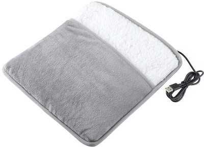 Портативная фланелевая грелка для ног с электрическим подогревом Foot warmer XL-997 Коврик с USB подогревом цыет серый