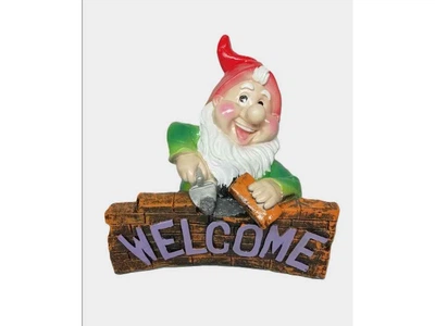 Садова фігурка ADEKO гіпс 25см Гном з табличкою Welcome