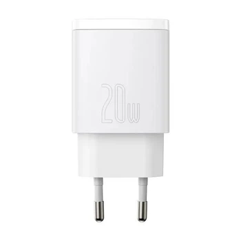 Мережевий зарядний пристрій Baseus 20W Compact Quick Charger QC3.0+PD3.0 20W USB+Type-C 3A Білий