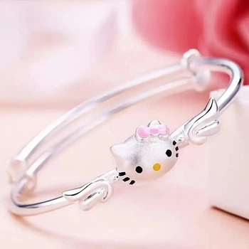 Браслет бангл Sanrio с кошечкой Hello Kitty – милое украшение из медсплава для девушек, 6 см диаметр