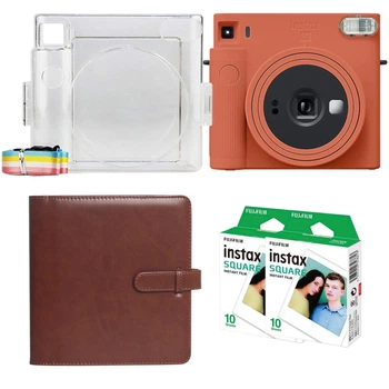 Подарунковий набір камера миттєвого друку Fujifilm Instax Square SQ1 Terracotta Orange / Чохол прозорий / Фотоальбом коричневий (288 фото) / Фотопапір (20 знімків)