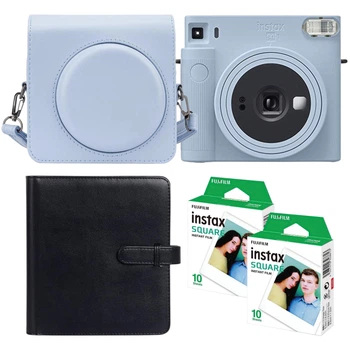 Подарунковий набір камера миттєвого друку Fujifilm Instax Square SQ1 Glacier Blue / Чохол блакитний / Фотоальбом чорний (288 фото) / Фотопапір (20 знімків)