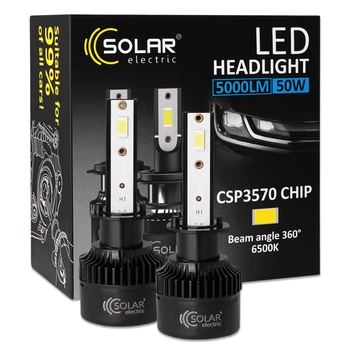 Автолампа Solar LED H1 12/24V 50W 5000Lm 6500K CSP3570 2шт 8501S2