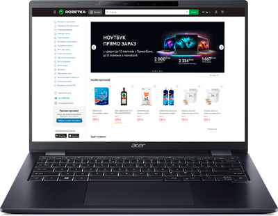 Ноутбук Acer TravelMate P6 TMP614-52-55AF (NX.VTWEU.003) Galaxy Black / 14" IPS WUXGA / Intel Core i5-1135G7 / RAM 16 ГБ / SSD 512 ГБ / Зарядка по USB / 5G модуль