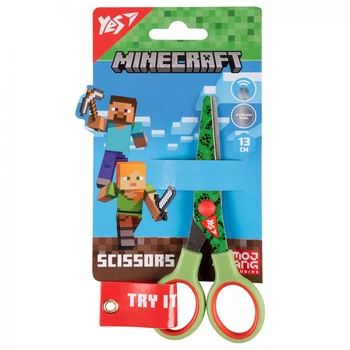 Ножиці YES Minecraft з принтом на лезі, зелені, 13 см