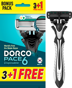 Бритви одноразові Dorco Pace 6 для чоловіків 6 лез 4 шт (8801038591247)