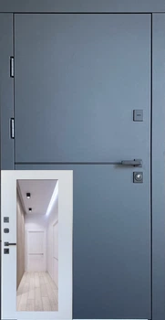 Вхідні двері Кристал Еліт плюс 960*2050мм Антрацит + молдинг / Білий супермат + дзеркало