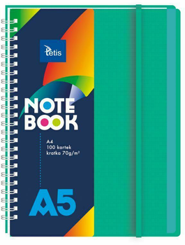 Блокнот Тетіс А5 в квадрат, 100 аркушів, 70 г/кв.м, обкладинка ПП зелена (5903242103520)