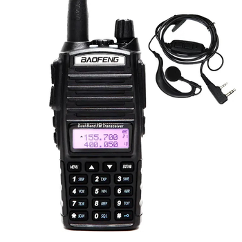 Рация Baofeng UV-82 8W усиленная PRO серия VHF/UHF, фонарь, 2xPTT кнопка, гарнитура, дальность 10км (100832)