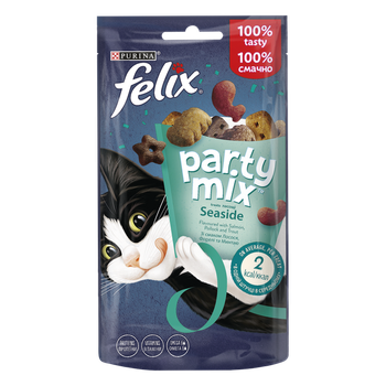 Лакомство Purina Felix Party Mix для взрослых котов, океанический микс 60г