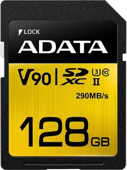 Карта памяти ADATA Premier One SDXC 128GB Class 10 UHS-II U3 V90 (ASDX128GUII3CL10-C)